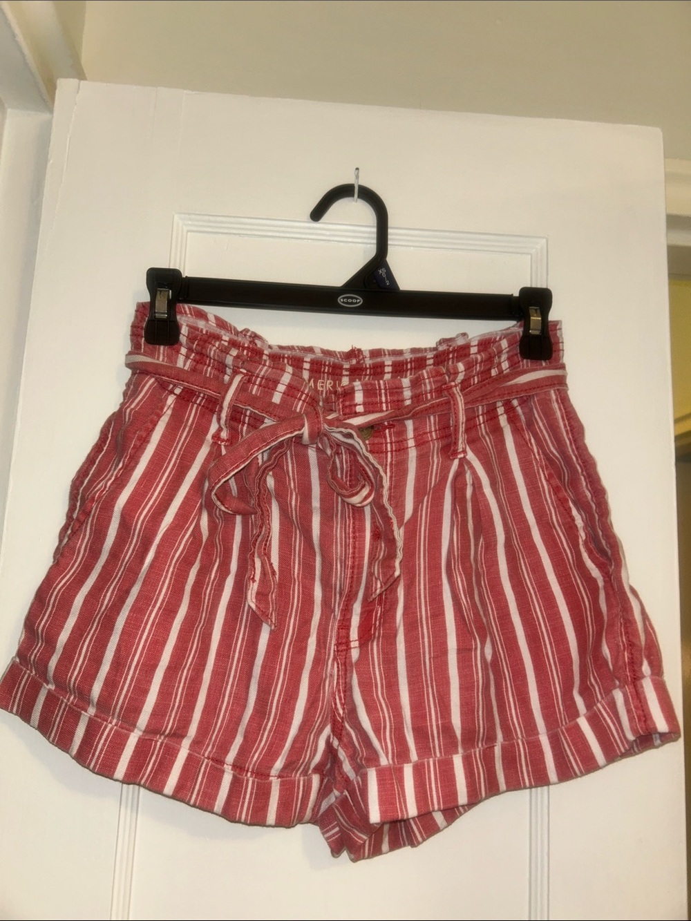 American Eagle Outfitters Red & White Striped Shorts w/belt